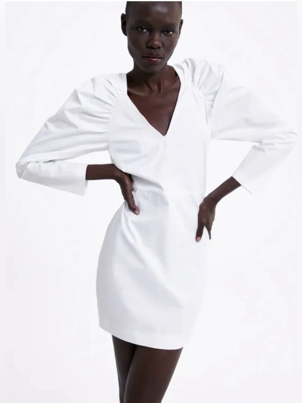 Zara puff sleeves poplin dress large as is**